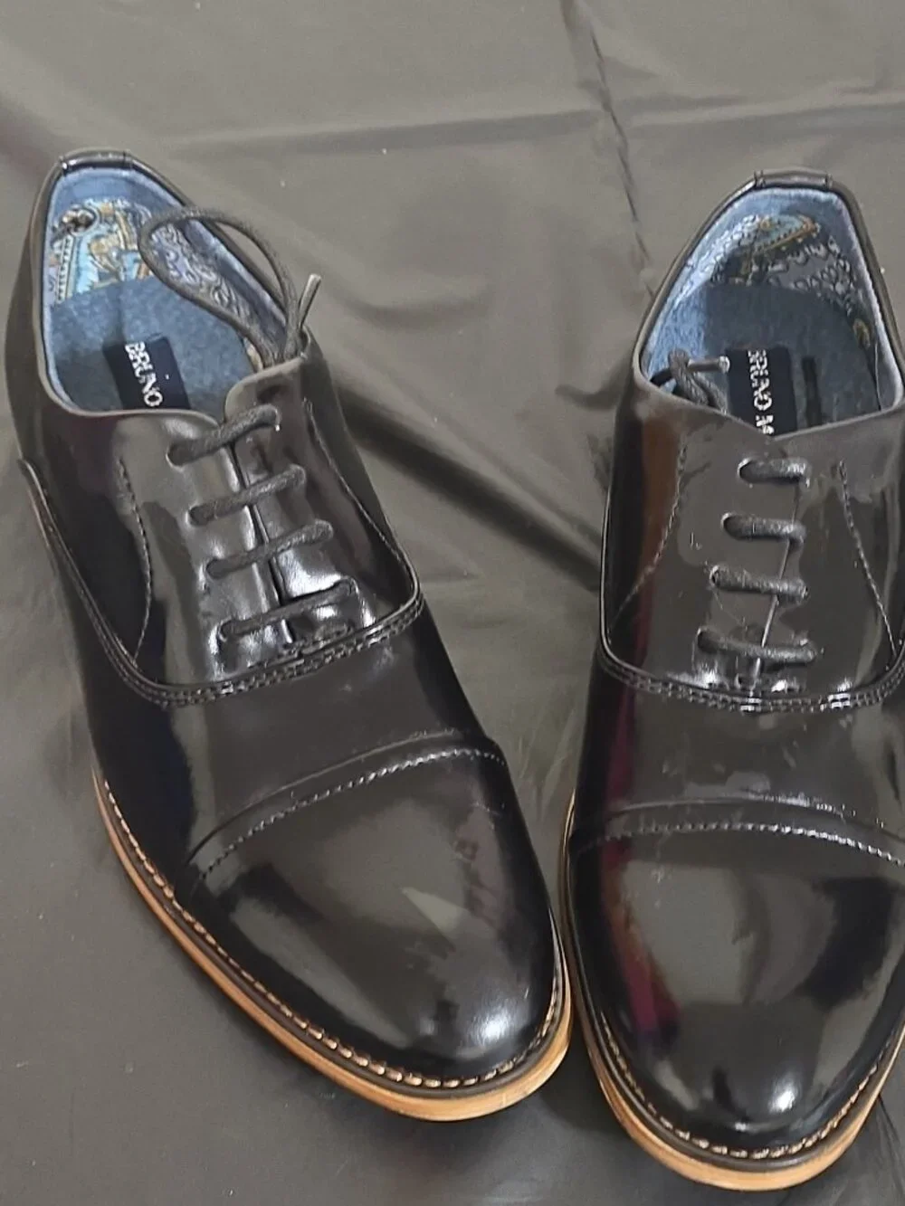 Bruno Marc Men's Black Patent Leather Cap Toe Oxford Dress Shoes Size 3